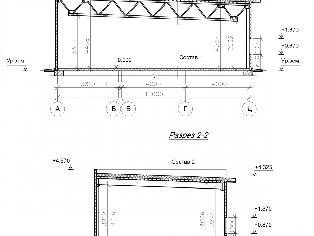 Планировка Проект грузового гаража из сэндвич-панелей -  фото 1