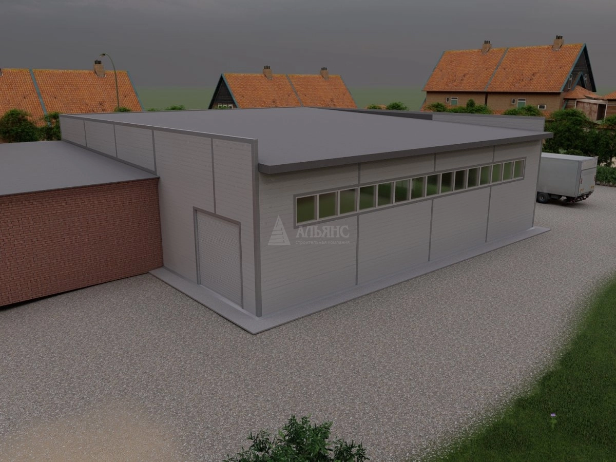 3D визуализация Гаражный бокс из сэндвич панелей - фото 2